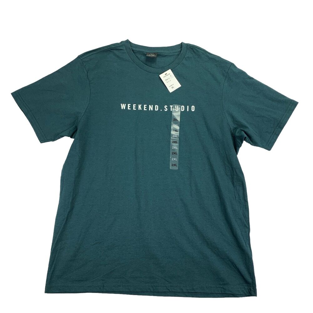 Cotton On Mens Weekend Studio Logo Short Sleeve T-Shirt Deep Sea Teal 2XL